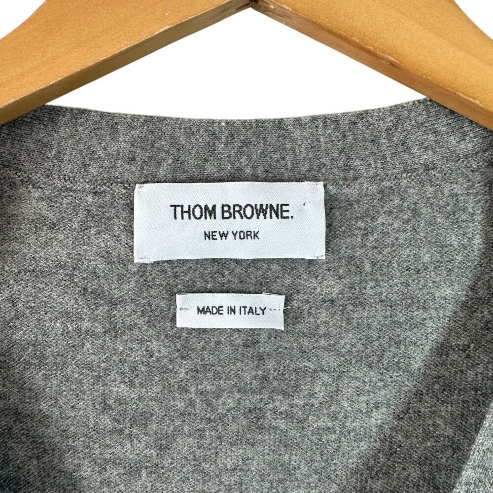 Thom Browne Classic V-Neck Cashmere Cardigan in Gray Size 1/Small 4-Bar Stripe - Picture 8 of 12